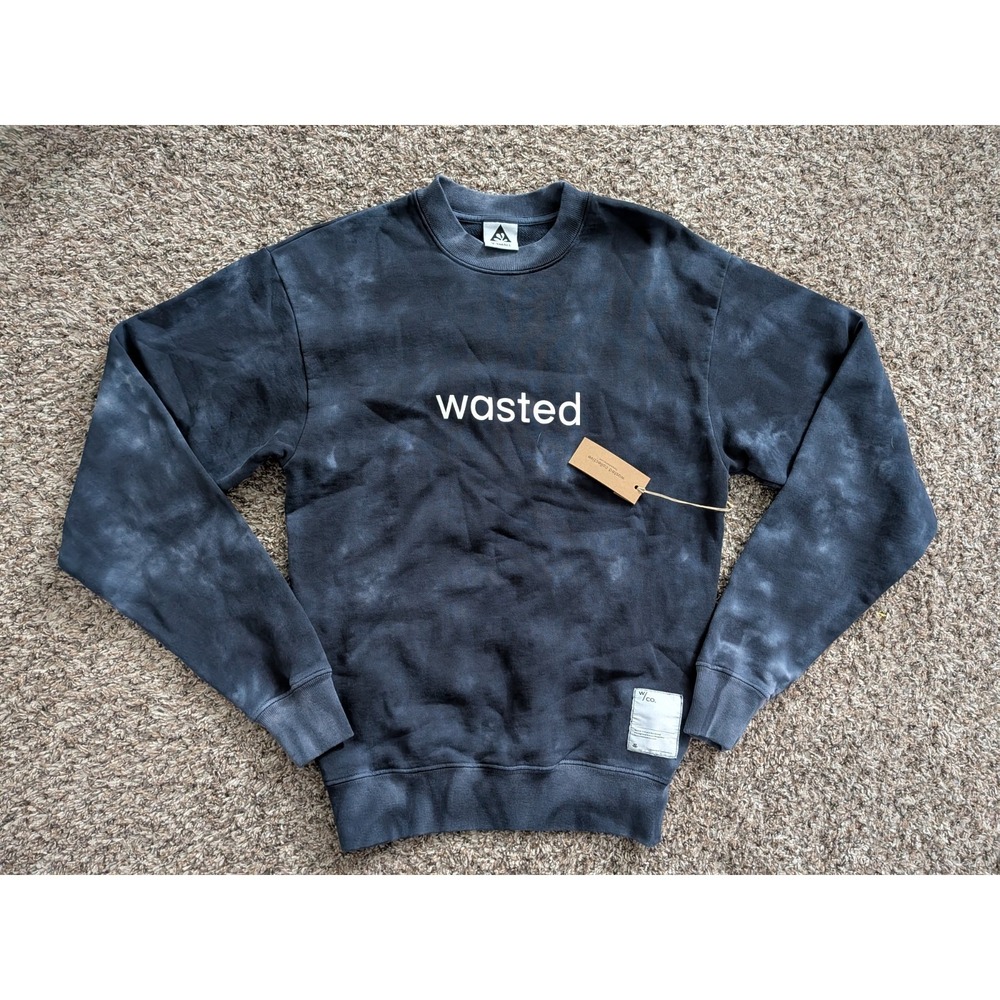 Wasted Collective Recycles Organic Cotton Crewneck Sweatshirt XS Blue Cloudy NEW